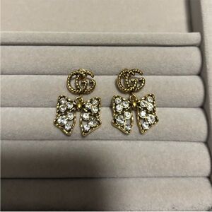 GUCCI Bow Crystal Drop Earrings